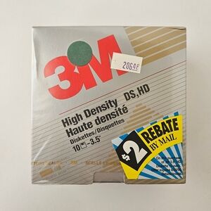 Vtg 1994 3M High Density DS HD 3.5" Diskettes 10 Pack Factory Sealed USA